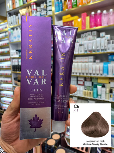 رنگ مو وال وار C6 بلوند دودی متوسط لوآمونیاک حجم ۱۲۰ میلی لیتر