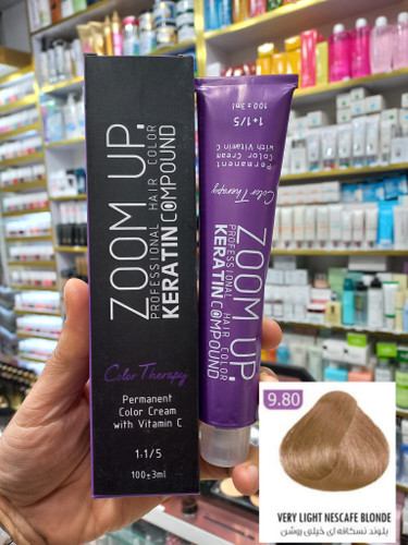 رنگ مو زوم آپ 9.80 بلوند نسکافه ای خیلی روشن حجم ۱۰۰ میلی لیتر