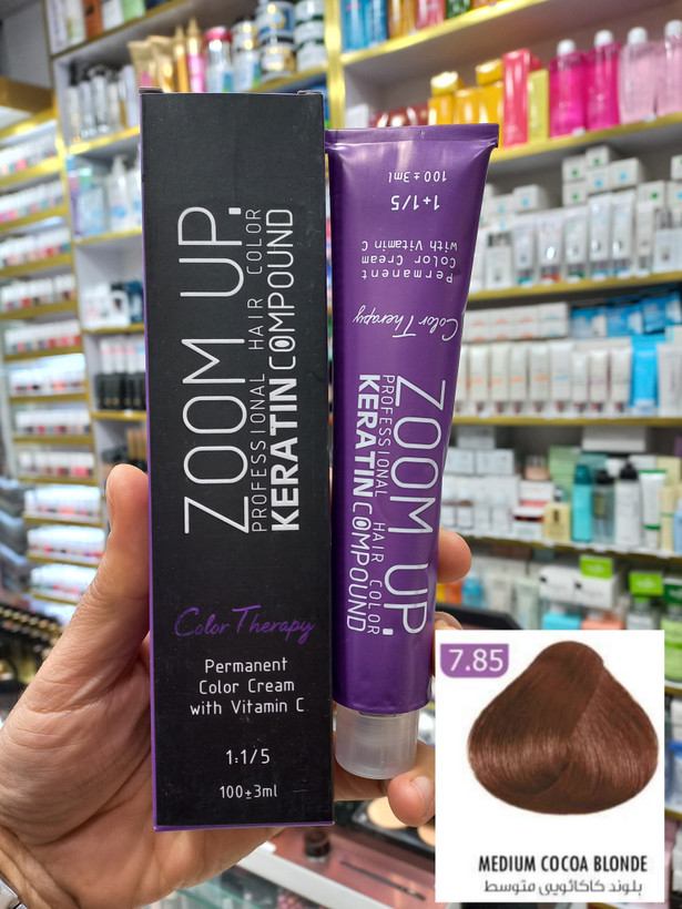 رنگ مو زوم آپ 7.85 بلوند کاکائویی متوسط حجم ۱۰۰ میلی لیتر