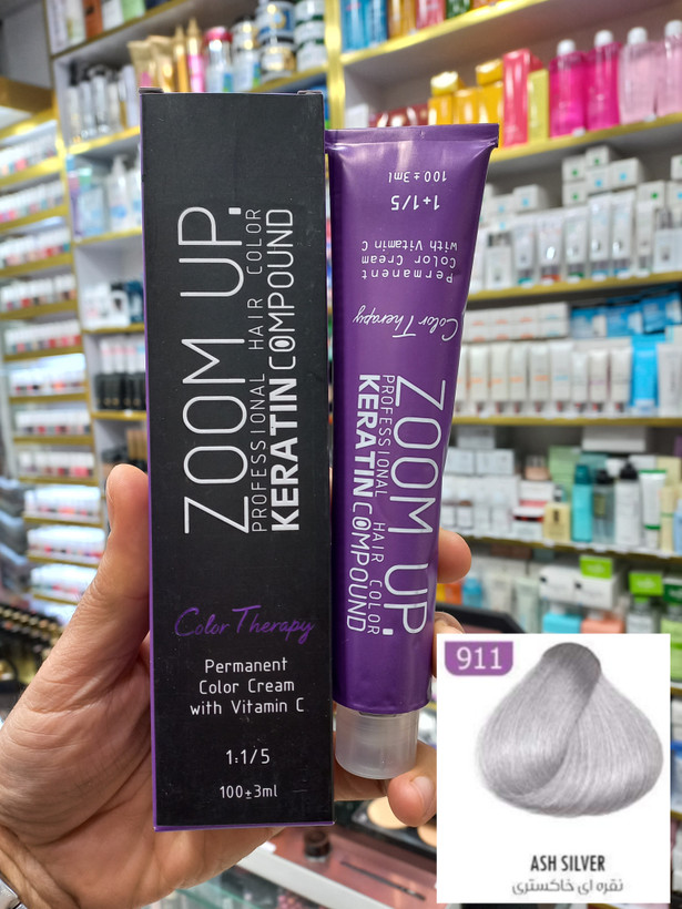 رنگ مو زوم آپ 911 نقرهای خاکستری حجم ۱۰۰ میلی لیتر