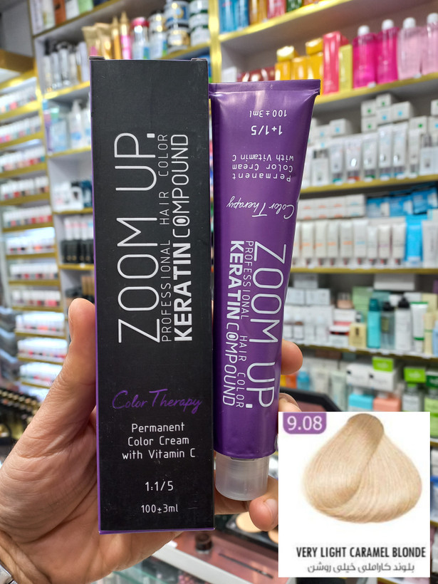 رنگ مو زوم آپ 9.08 بلوند کاراملی خیلی روشن حجم ۱۰۰ میلی لیتر