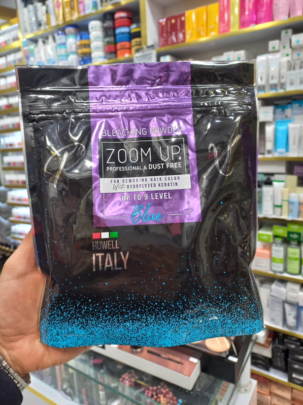 پودر دکلره زوم آپ آبی DUST FREE حجم 400 گرمی