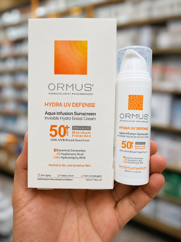 کرم ضد آفتاب آبرسان اورموس SPF50 مدل Hydra UV Defense حجم ۵۰ میلیلیتر | مناسب پوست نرمال، خشک و حساس